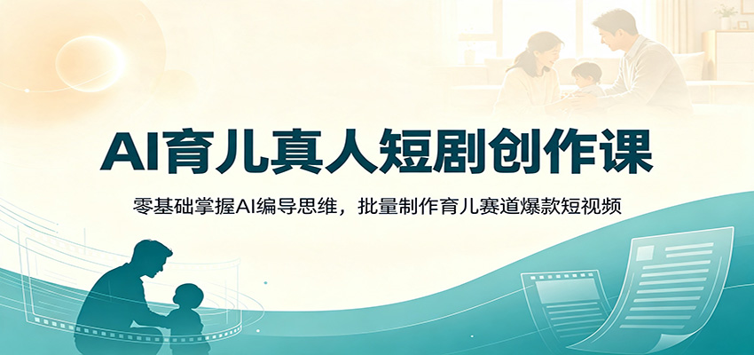 AI育儿真人短剧创作课：零基础掌握AI编导思维，批量制作育儿赛道爆款短视频-网创项目总站