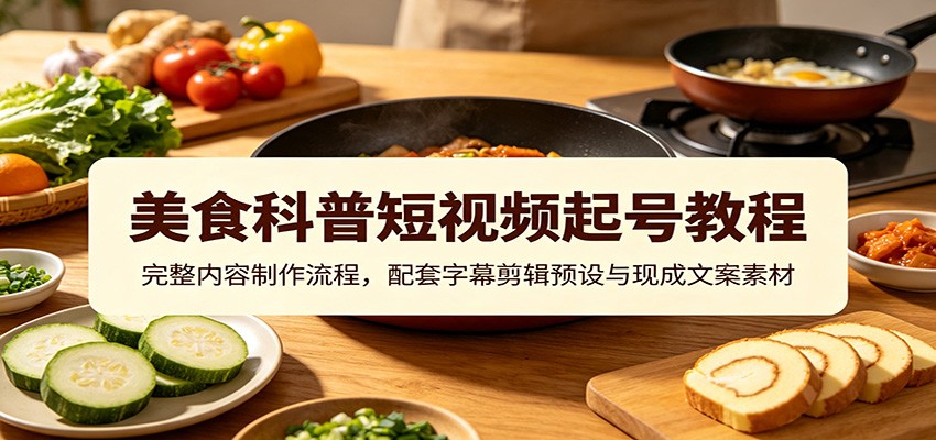 美食科普短视频起号教程：完整内容制作流程，配套字幕剪辑预设与现成文案素材-网创项目总站